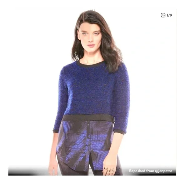 Elie Tahari Mock Layer Sweater XS - Picture 2 of 12